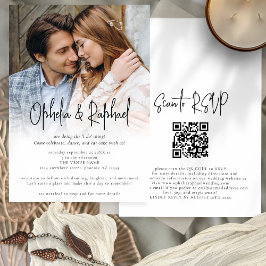 Foto Overlay Informele Script QR Code Boho Bruilof Kaart