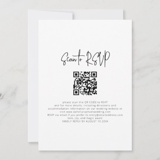 Foto-overlay informele script QR-code bruiloft Kaart (Achterkant)