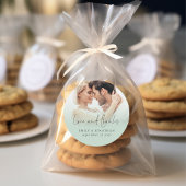 Foto Overlay Liefde Bedankt Script Sage Bruiloft Ronde Sticker