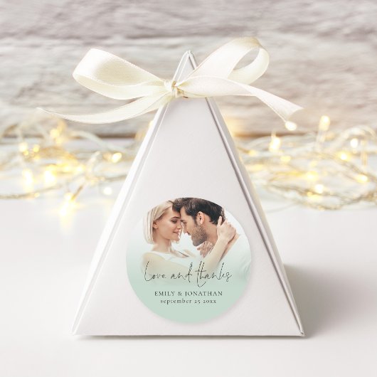 Foto Overlay Liefde Bedankt Script Sage Bruiloft Ronde Sticker