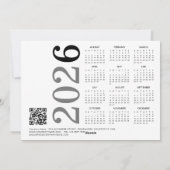 Foto overlay Logo Corporate QR Code 2026 Kalender Feestdagenkaart (Achterkant)