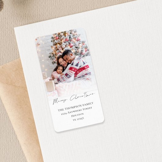 Foto overlay Merry Christmas Retouradres Etiket