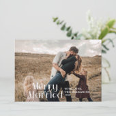 Foto Overlay Minimalist Merry and Married Feestdagenkaart (Staand voorkant)
