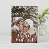 Foto Overlay Minimalist Merry and Married Feestdagenkaart (Staand voorkant)
