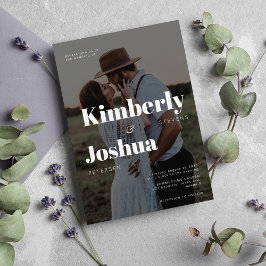 Foto-overlay moderne typografie bruiloft kaart