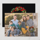 Foto Overlay Monogram Krans Kerstmis Fotokaart Feestdagenkaart (Voorkant / Achterkant)