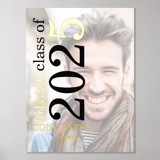 Foto Overlay Naam Congrats Afstudeerder 2025 Afstu Folie Afdrukken (Voorkant)