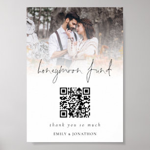 Foto-overlay QR-code huwelijksreis fonds bruiloft Poster
