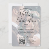 Foto-overlay QR-code RSVP Eenvoudig Script Bruilof Kaart (Voorkant)