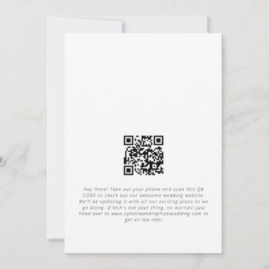 Foto Overlay QR Code Script Boho Bruiloft Save The Date (Achterkant)