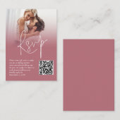 Foto Overlay QR Roos Goud Script Bruiloft RSVP Informatiekaartje (Voorkant / Achterkant)