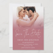 Foto Overlay QR Roos Goud Wit Script Bruiloft Save The Date (Voorkant)