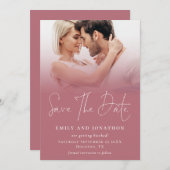 Foto Overlay QR Roos Goud Wit Script Bruiloft Save The Date (Voorkant / Achterkant)