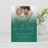 Foto Overlay QR Smaragd Groen Script Bruiloft Save The Date (Staand voorkant)