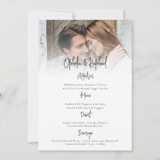 Foto Overlay Script Boho Wedding Menu Kaart (Voorkant)