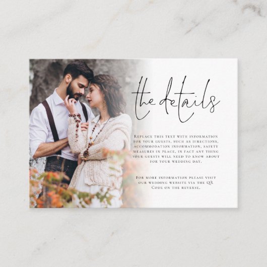 Foto Overlay Script QR Code Details Bruiloft Informatiekaartje (Voorkant)