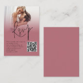 Foto Overlay Script QR Roos Gold Wedding RSVP Informatiekaartje (Voorkant / Achterkant)