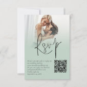 Foto Overlay Script QR Sage Bruiloft RSVP Kaart (Voorkant)