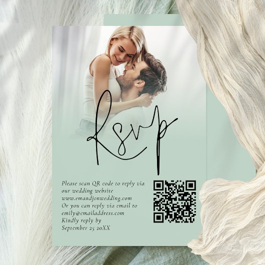 Foto Overlay Script QR Sage Bruiloft RSVP Kaart