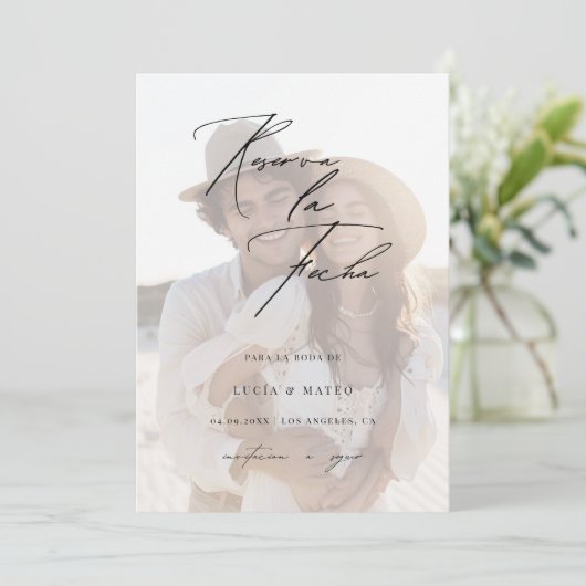 Foto Overlay Sencilla de Reserva la fecha Bruiloft Save The Date (Staand voorkant)