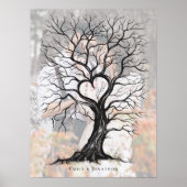 Foto Overlay Thumbprint Tree Bruiloft Gastenboek Poster (Voorkant)