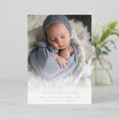 Foto Overlay Welcome Birth Announge Luxury Folie Uitnodiging (Staand Voorkant)