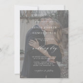 Foto-overlay zwart-wit moderne bruiloft kaart (Voorkant)
