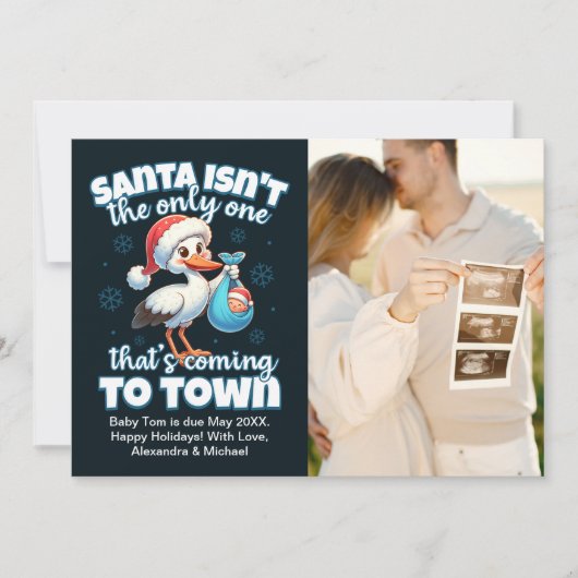 Foto paar Kerstmis Zwangerschap aankondiging (Voorkant)