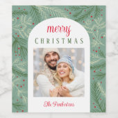 Foto paar Vrolijk Kerstfeest Wijn Etiket (Enkel label)