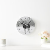 Foto paardenzwart en witte sneeuw ronde klok (Huis)