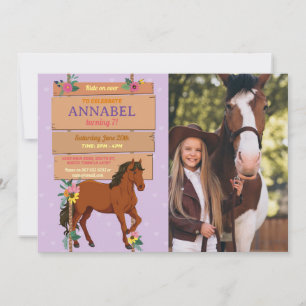 Foto Paardrijden Party Nodig Pony Paarse uit Kaart