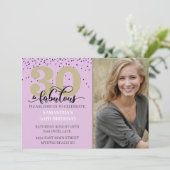 Foto: Paars 30 en Fabulous Birthday Party Kaart (Staand voorkant)