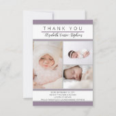 Foto Paars Baby shower |Birth Announcemen Bedankkaart (Voorkant)