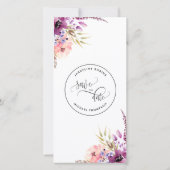 Foto Paars Floral Wedding Save the Date Bladwijzer (Achterkant)