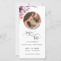 Foto Paars Floral Wedding Save the Date Bladwijzer