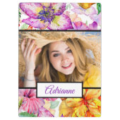 Foto Paars geel Sinaasappel Floral Hibiscus Klembord (Achterkant)