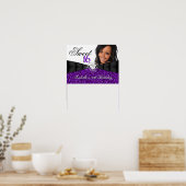 Foto Paars Glitter Sweet 16 16th Birthday Banner Poster (Keuken)