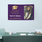 Foto Paars Gold Congrats Afstuderen naam | School Spandoek (Beurs)