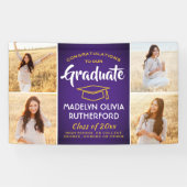 Foto Paars Gold Yellow Afstuderen Spandoek (Horizontaal)