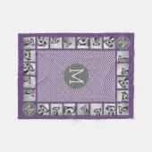 Foto Paars grijs Chevron Pattern met monogram Fleece Deken (Voorkant (Horizontaal))