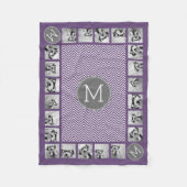 Foto Paars grijs Chevron Pattern met monogram Fleece Deken (Voorkant)