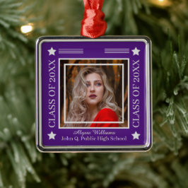 Foto Paars | Zilverklasse van 2023 Afstuderen Metalen Ornament
