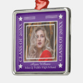 Foto Paars | Zilverklasse van 2023 Afstuderen Metalen Ornament (Links)