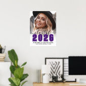 Foto Paarse Afstudeerfeest Bord Poster (Thuiskantoor)