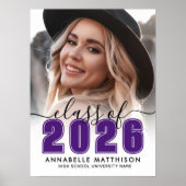 Foto Paarse Afstudeerfeest Bord Poster (Voorkant)