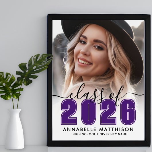 Foto Paarse Afstudeerfeest Bord Poster