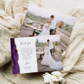 Foto Paarse Agaat Gold Script Wedding Bedankkaart