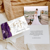 Foto Paarse Agaat Goud Marmeren bruiloft Dank u Kaart