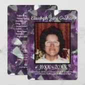 Foto Paarse Amethist Crystals begrafenis Programmakaart (Voorkant / Achterkant)