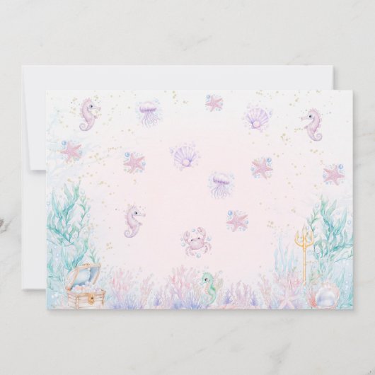 Foto Paarse Blauwe Kleine Zeemeermin Verjaardag Kaart (Achterkant)